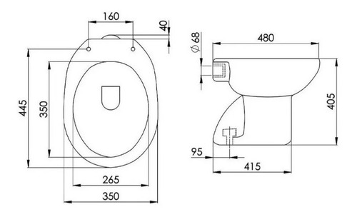 Imagen 4 de 6 de Combo Inodoro + Deposito Colgar + Asiento Pringles Blanco