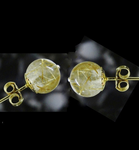 Imagem 2 de 7 de Pedras - Par Brincos Quartzo Rutilado E Ouro 18, Cód242b108