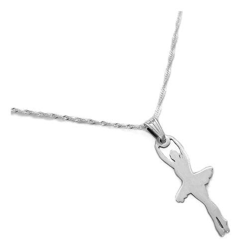 Cadena Y Dije Bailarina Ballet Clásico Danza Plata 925 Plata 925 50 Cm