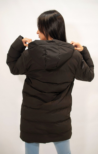 Campera Mujer Inflada Parka Larga Abrigada Invierno Capucha
