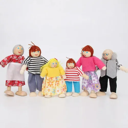 Familia De Madera Muñecos Para Casa De Muñeca Juguete