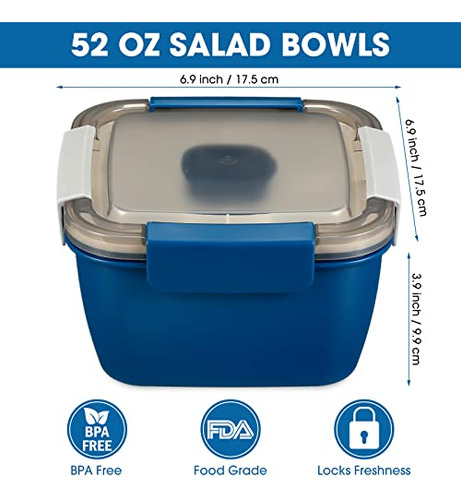 Paquete De 4 Recipientes Hotop Para Ensalada Y Almuerzo, Cue