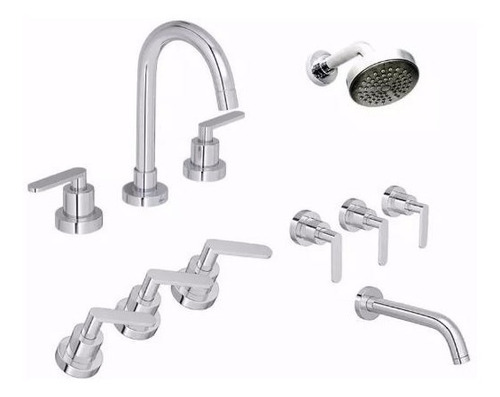 Imagen 1 de 10 de Juego Lavatorio Bidet Ducha Embutir Flex Plus Lever Deca