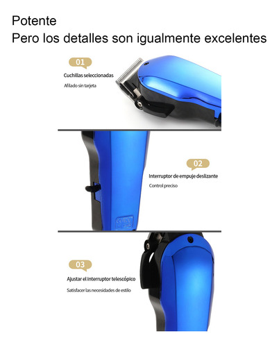 Maquina Para Cortar Cabello Pelo Cortadora De Cabello Kit Azul