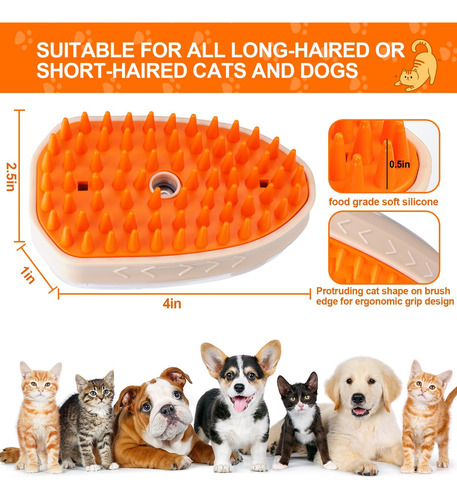 Palksky Cat Steam Brush, 3 En 1 Cat Gooming Brush Comb Para