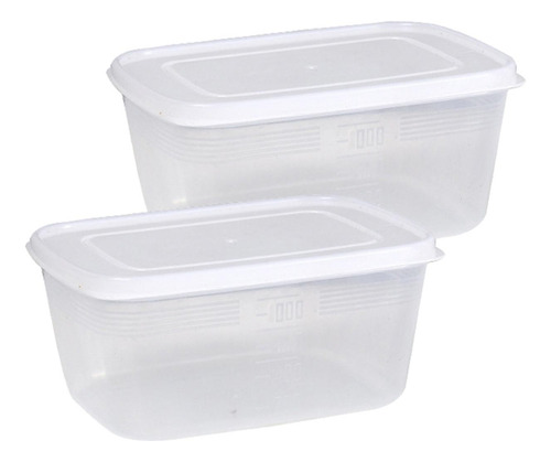 2 Contenedores De Almacenamiento De Alimentos,, 1000ml