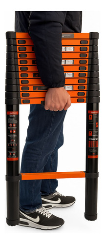 Escalera Extensible Telescopica 5,1m Acero + Carbono Liviana Negro
