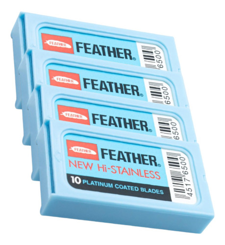 Kit 6 Feather Com 10 Lâminas Barbear Cada Prof - 4 Cartelas