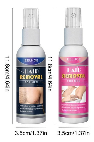 Imagen 6 de 7 de Spray Para Depilar Sin Dolor Hombre Y Mujer 50ml Depilacion