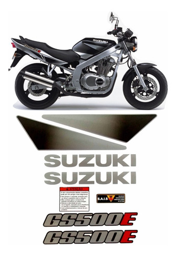 Kit Jogo Faixa Emblema Adesivo Suzuki Gs500 Preta Gs501