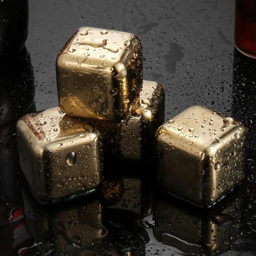 Cubitos De Hielo De Acero Inoxidable, Piedras Para 6 Oro