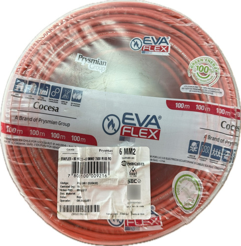 Cable Eva 6mm Libre De Halógeno (rollo De 100mts, 3 Colores)