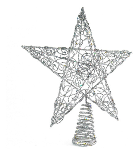 Decoración Estrella Plateada Remolino 3d Para Árbol Navidad
