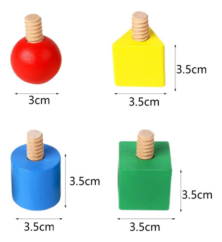 8 Piezas De Juguete De Estaca De Tuercas Y Pernos De Madera,