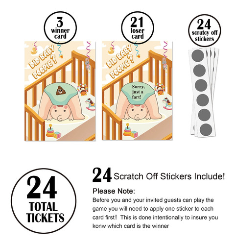 Juego De 24 Tarjetas De Rifa Para Baby Shower Con Tics Para