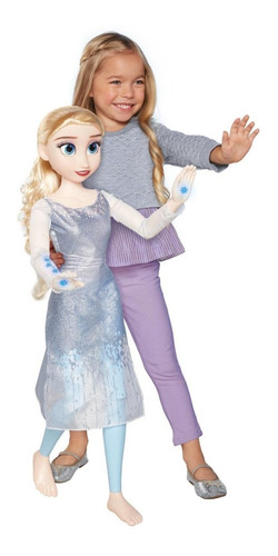 Muñeca Elsa Articulada Disney Frozen Ii Sonido Y Luces 81cm