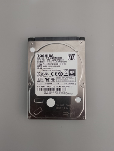 Hd Toshiba De 1 Tb ( Usado ) Mq01abd100 Prateado (Usado)