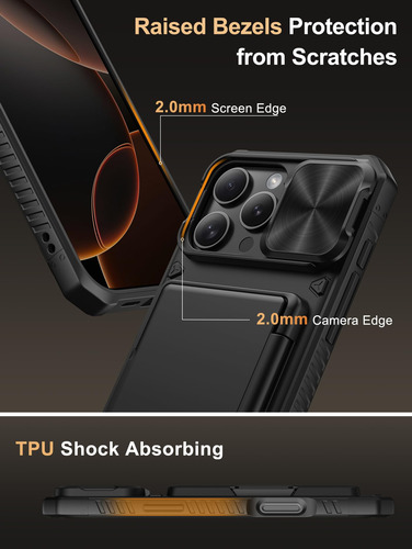 Funda Para Iphone 16 Pro Max Vihibii Con Tarjetero Bloqueo R Negro Nombre Del Diseño