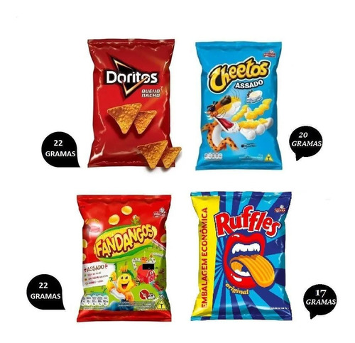 Kit 82 Un Salgadinho Fandangos + Doritos + Ruffles +cheetos