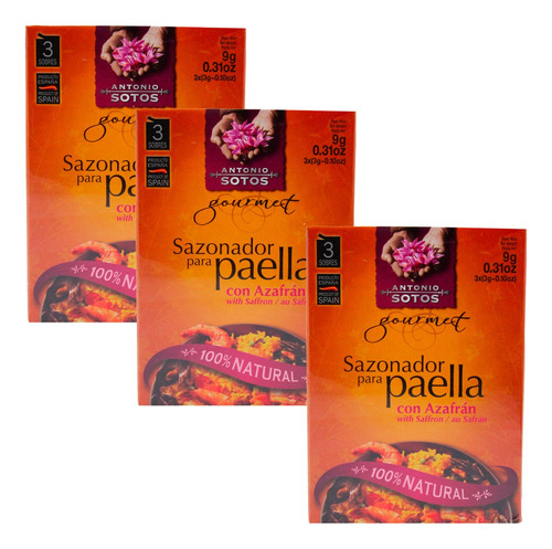 3 Pack Sazonador De Paella Antonio Sotos 9 Grs