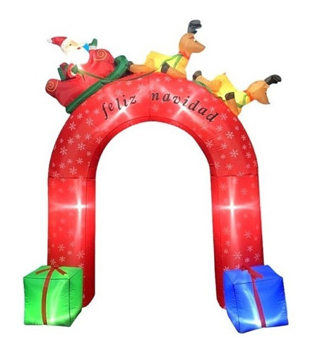 Arco Navidad Trineo Santa Claus Decoración Inflable 2.4 Mts