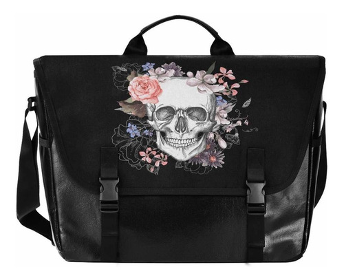 Alaza Sugar Skull Floral The Day Of Dead Messenger Bag