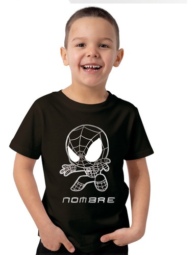 Remera Niño Hombre Araña Negro Venom Spiderman Con Nombre 