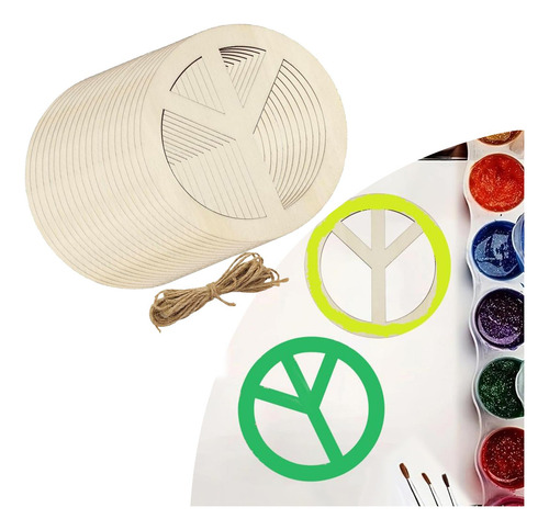Conjunto De 20 Piezas De Madera Redonda Para Manualidades Y