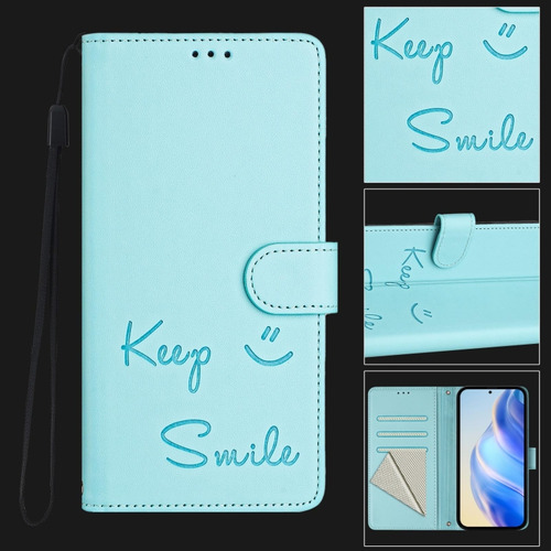 Capa De Telefone De Couro Peacock Green Smile Rfid Para Cubo