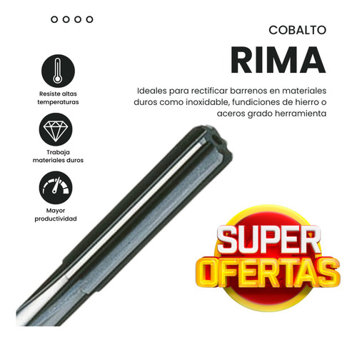 Rima Recta 3/16 X1-1/8 Cobalt.