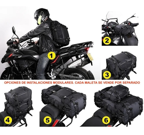 Imagen 7 de 10 de Mochila Maleta Impermeable Moto 30 Litros Modular