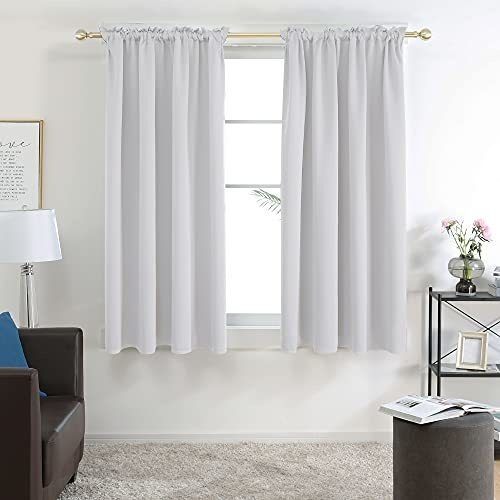 Cortinas Opacas Con Bolsillo Para Barra De Color Blanco