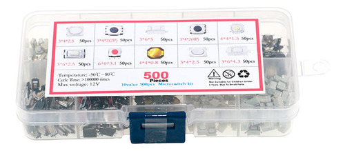 500 Botones Push Button 10 Modelos Smd Mini Interruptor Caja