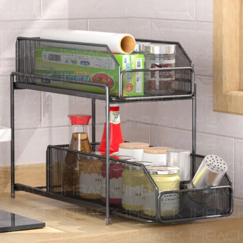Estante Organizador bajo mesada multiuso para cocina baño Alacena maquillaje cosmeticos con 2 cajones deslizables IMBACK