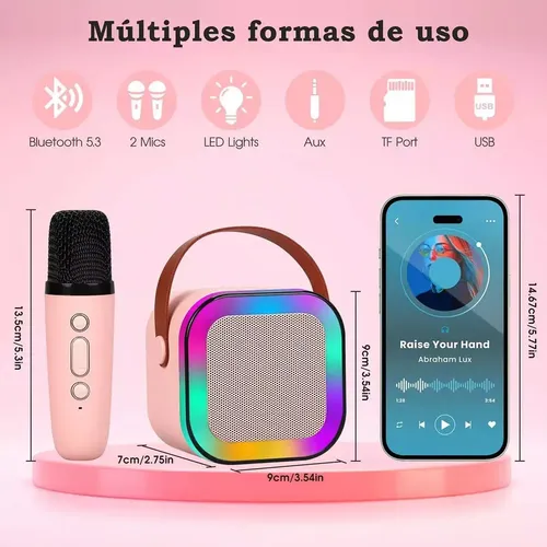 Máquina De Karaoke Portátil Con 2 Micrófonos Inalámbricos UHF - Altavoz Bluetooth, Luces LED, Ideal Para Fiestas Máquina De Karaoke Portátil Con 2 Micrófonos Inalámbricos UHF - Altavoz Bluetooth, Luces LED, Ideal Para Fiestas