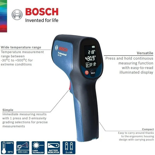 Cámara Térmica Bosch Gis 500 -30ºc A 500ºc Pirometro Digital