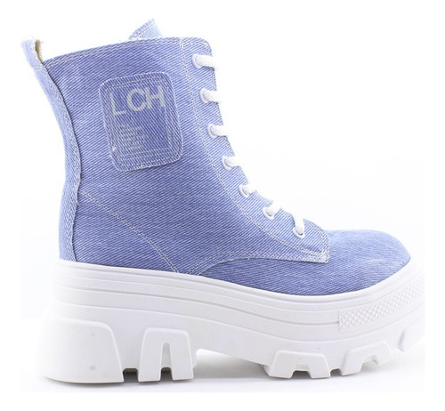 Borcego Acordonado Tela Jean Plataforma Mujer Han Cshoes