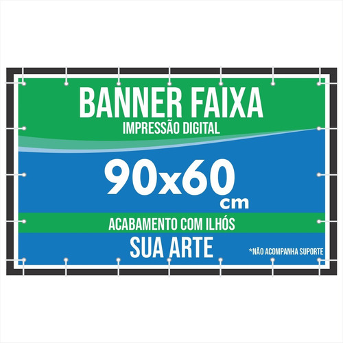 Banner Personalizado Lona 90 X 60 Cm Completo Com Ilhó