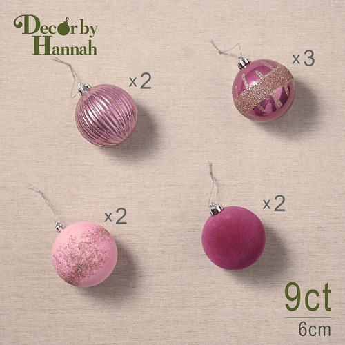 Juego 9 Adornos Para Arbol De Navidad Oro Rosa Plastico Oro Rosa Navideño