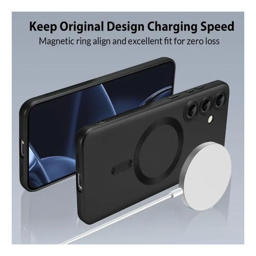 Funda Magsafe Protector Lente Cámara Uso Rudo Para Samsung Negro S25 Plus