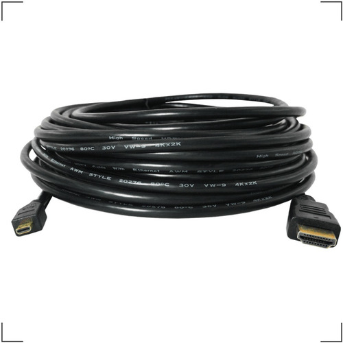 Cabo Hdmi Para Micro Hdmi 2.0 De 10 Metros 4k Plugs Ouro