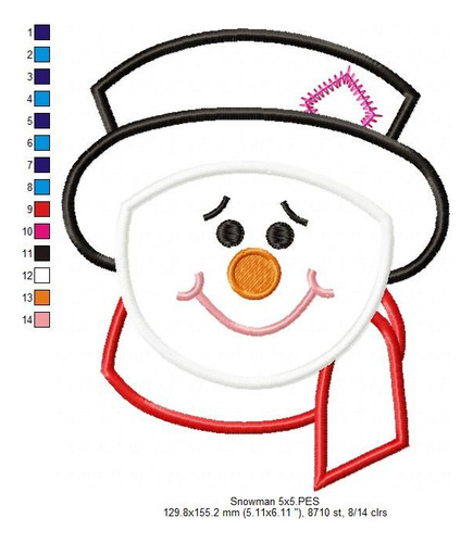 Matriz Para Bordados Maquina Navidad Muneco De Nieves 1213
