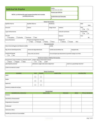 Solicitud De Empleo Digital Pdf Imprimible