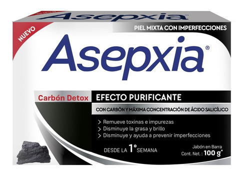 Jabon Asepxia Carbon Detox Efecto Purificante 100 G