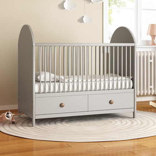 Juego De Sabanas Para Cama Cuna, Microfibra - Wishes By Nap Color Gris Diseño De La Tela Liso