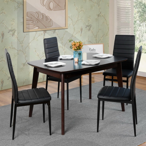 Comedor 4 Sillas Espalda Alta Sillas Comedor Negro