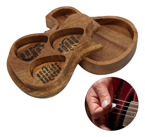 Juego De 3 Púas De Guitarra Con Caja De Acacia Para Tocar La