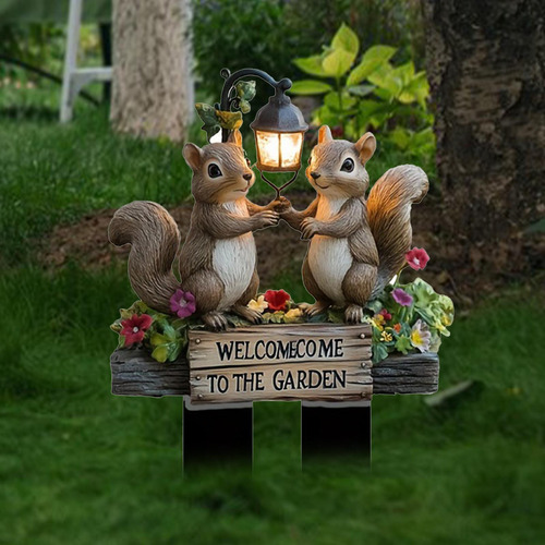 2d Plano Dos Ardillas Bienvenido A De Jardín Decoración De