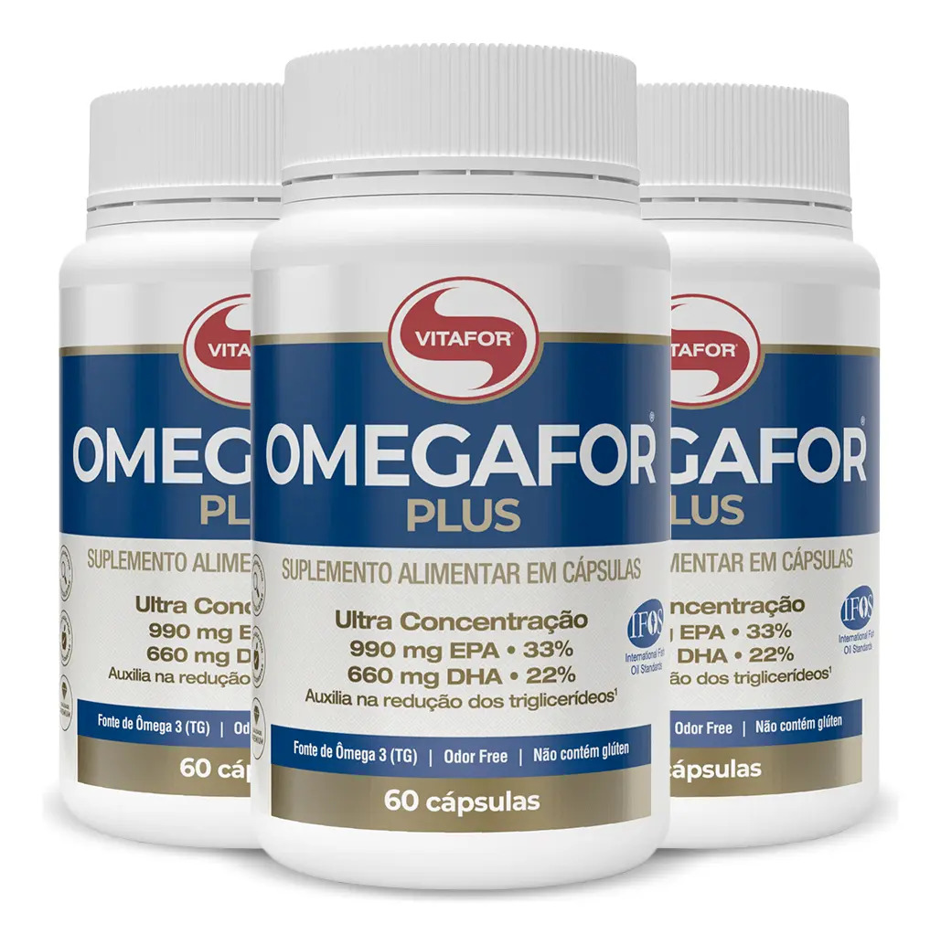 Ômega 3 Omegafor Plus Vitafor 60 Cápsulas Odor Free IFOS EPA DHA