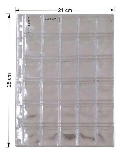 10 Folhas Plastico Moedas 30 Divisões Pccb/mingt Com Aba